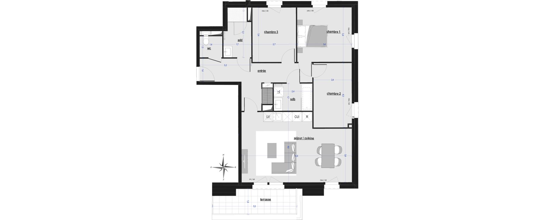 Appartement T4 de 81,45 m2 &agrave; Arras Saint-michel