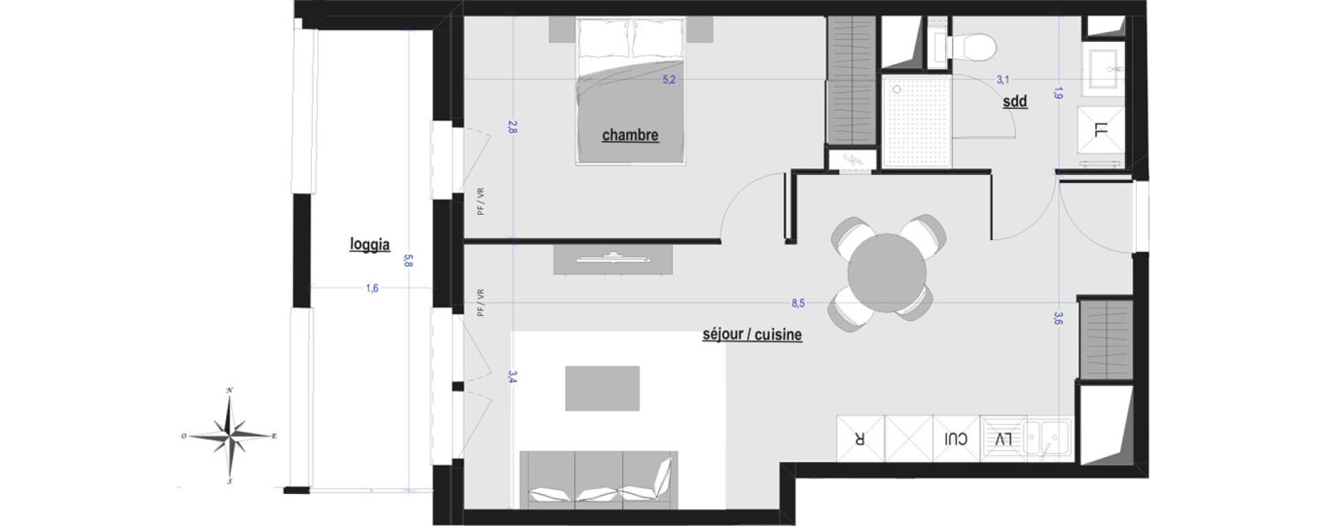 Appartement T2 de 47,58 m2 &agrave; Arras Saint-michel