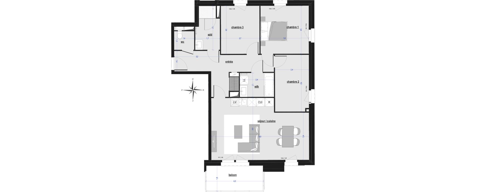 Appartement T4 de 81,22 m2 &agrave; Arras Saint-michel
