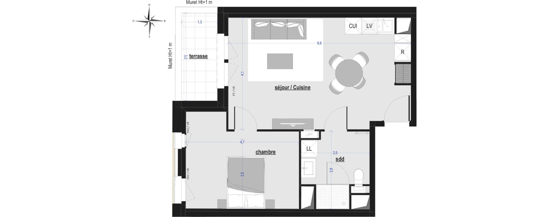 Appartement T2 de 44,40 m2 &agrave; Arras Saint-michel