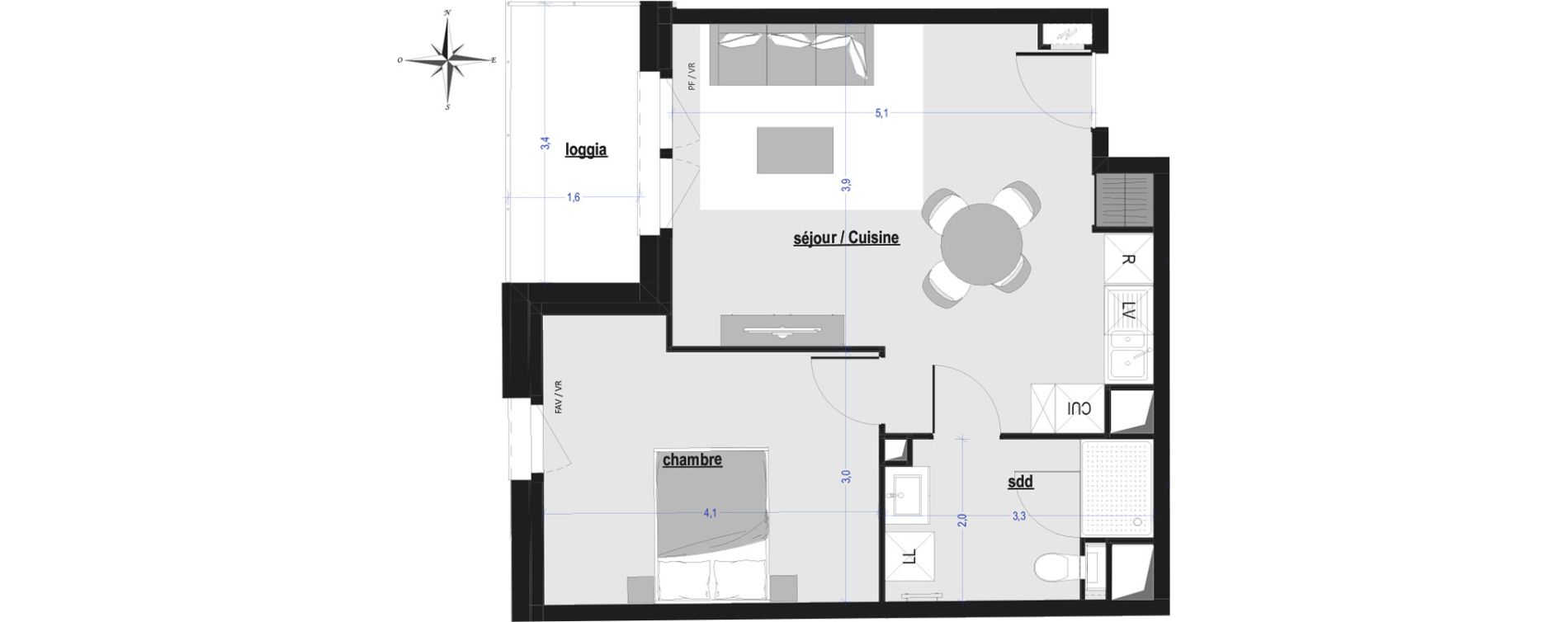 Appartement T2 de 43,57 m2 &agrave; Arras Saint-michel