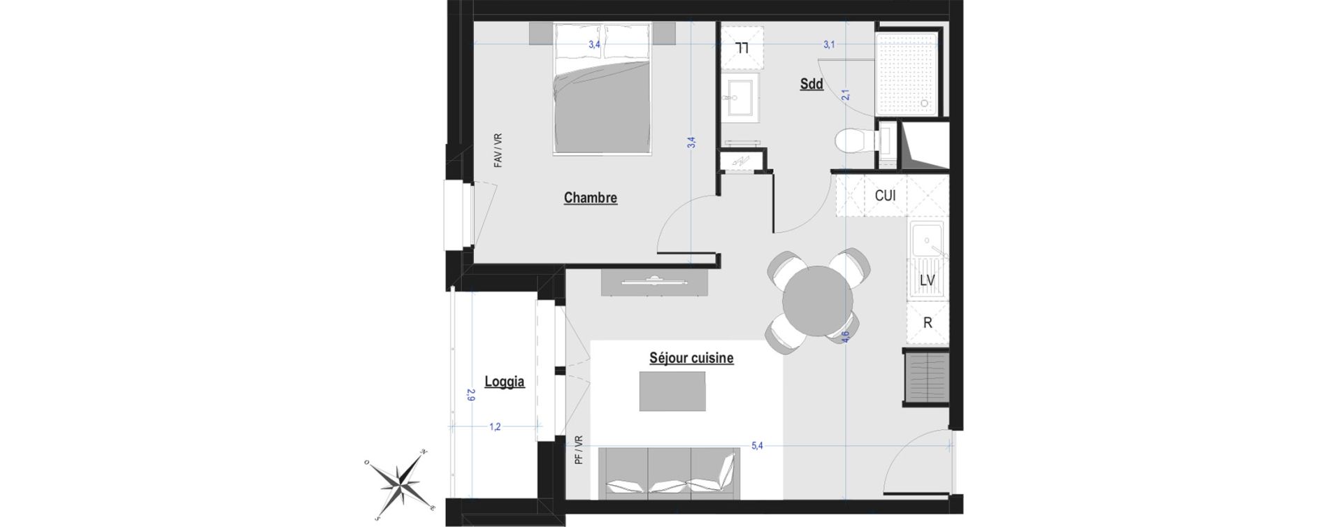 Appartement T2 de 39,24 m2 &agrave; Arras Saint-michel