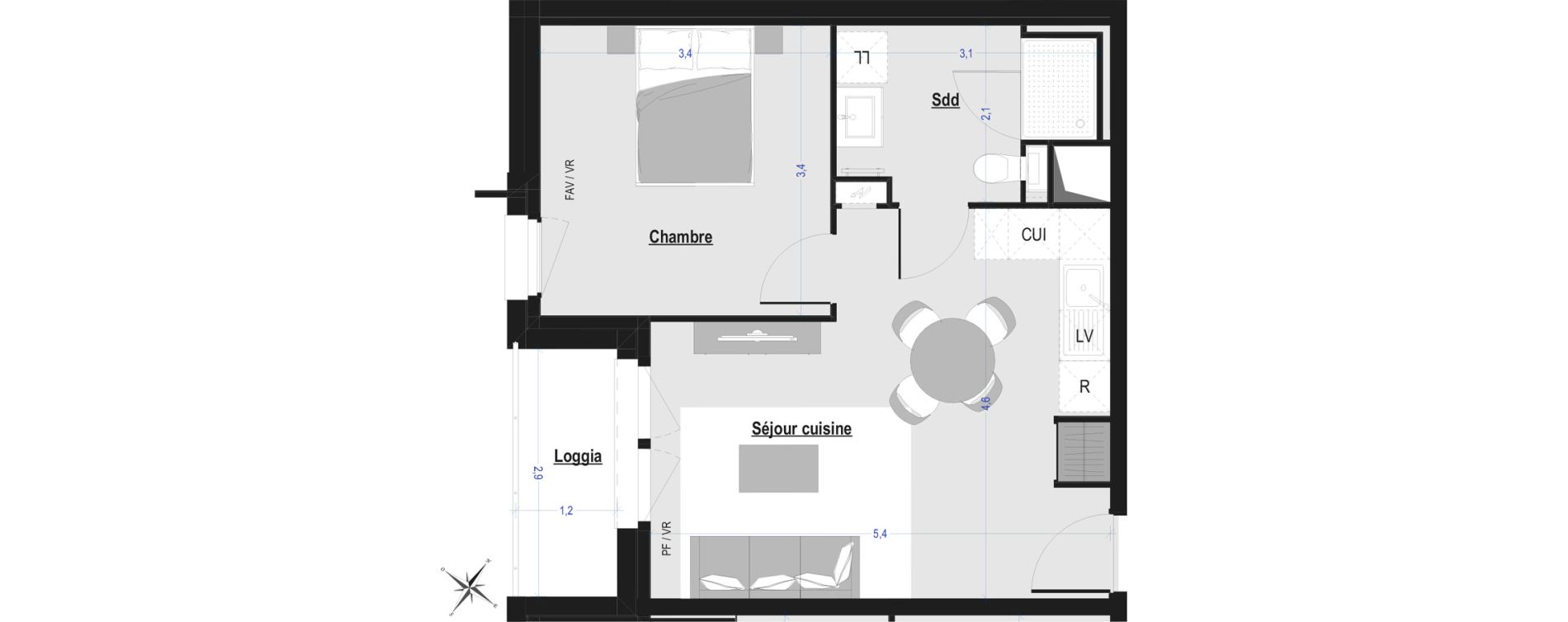 Appartement T2 de 39,26 m2 &agrave; Arras Saint-michel