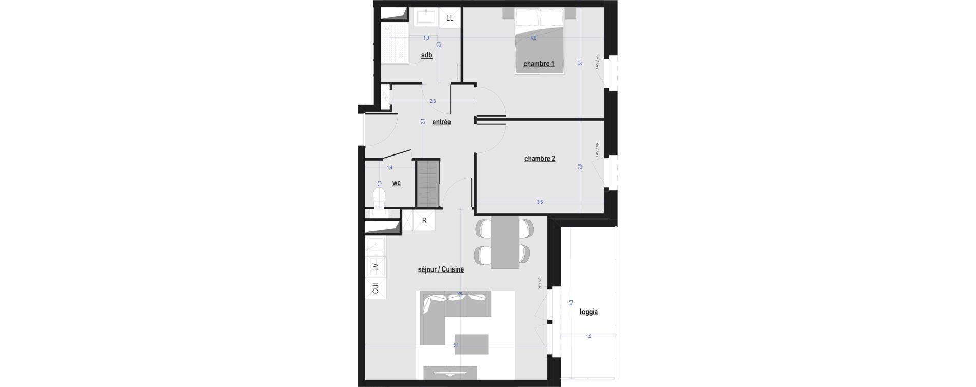 Appartement T3 de 59,12 m2 &agrave; Arras Saint-michel