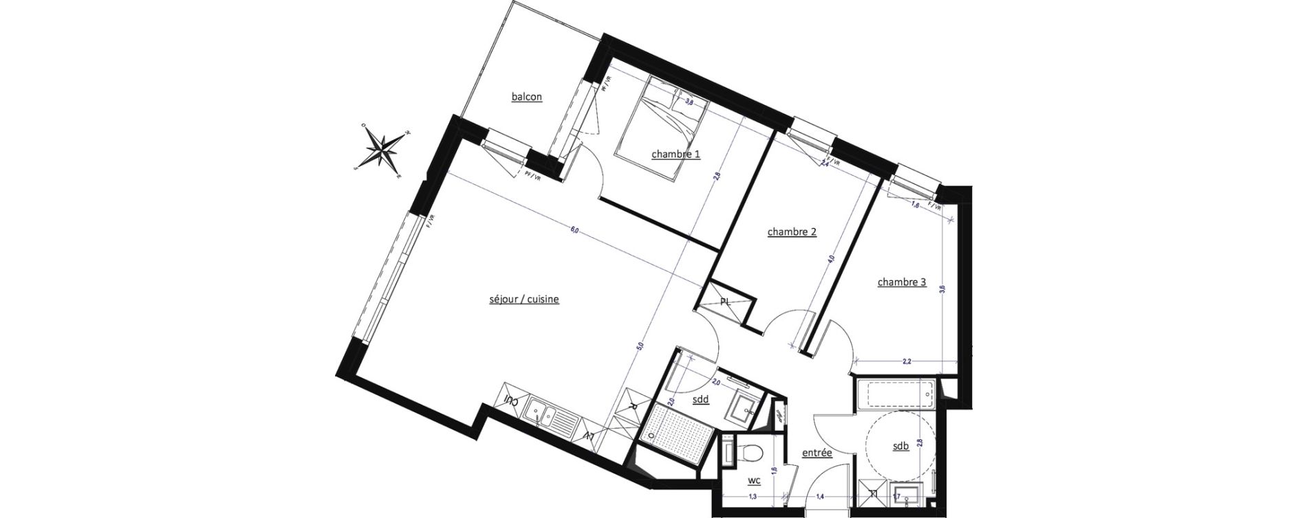 Appartement T4 de 77,42 m2 &agrave; Arras Saint-michel