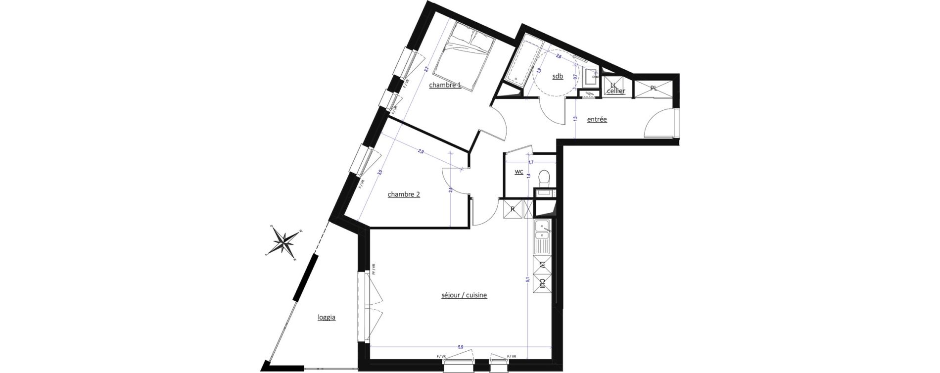 Appartement T3 de 65,58 m2 &agrave; Arras Saint-michel