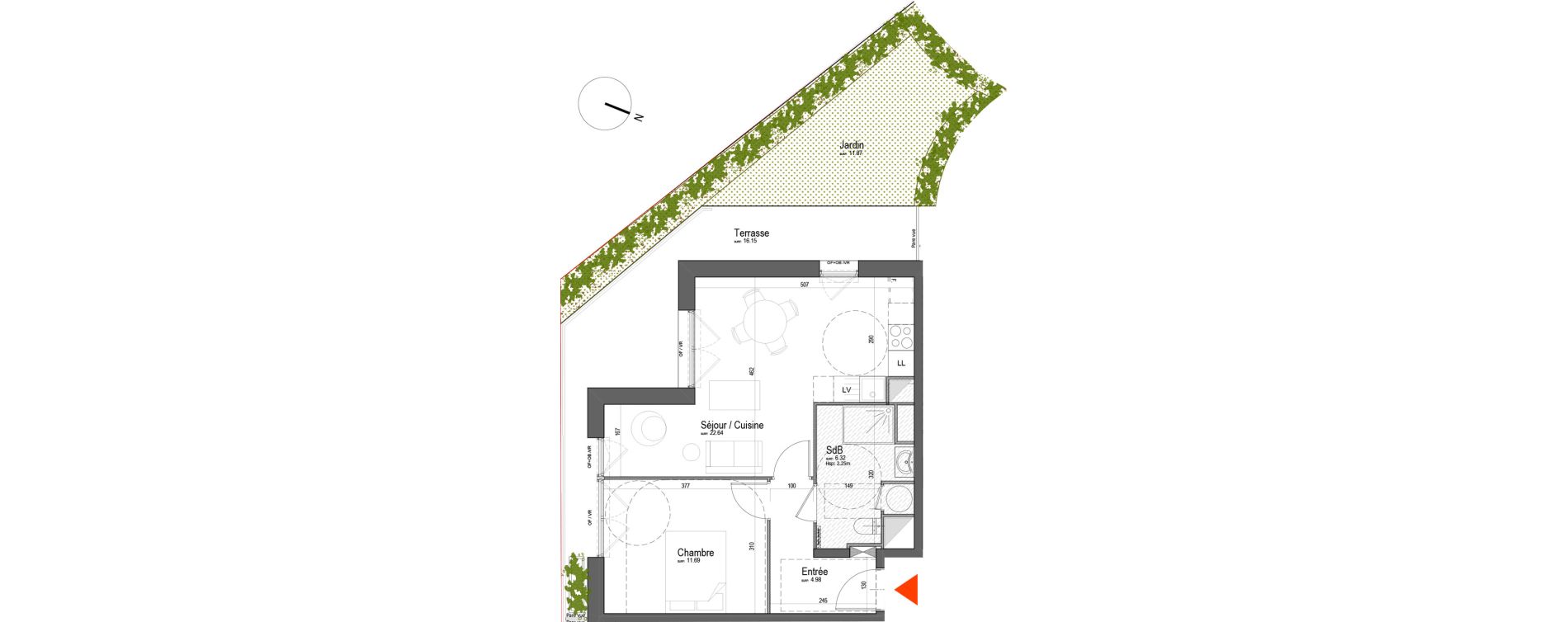 Appartement T2 de 45,62 m2 &agrave; Arras Pr&eacute;fecture