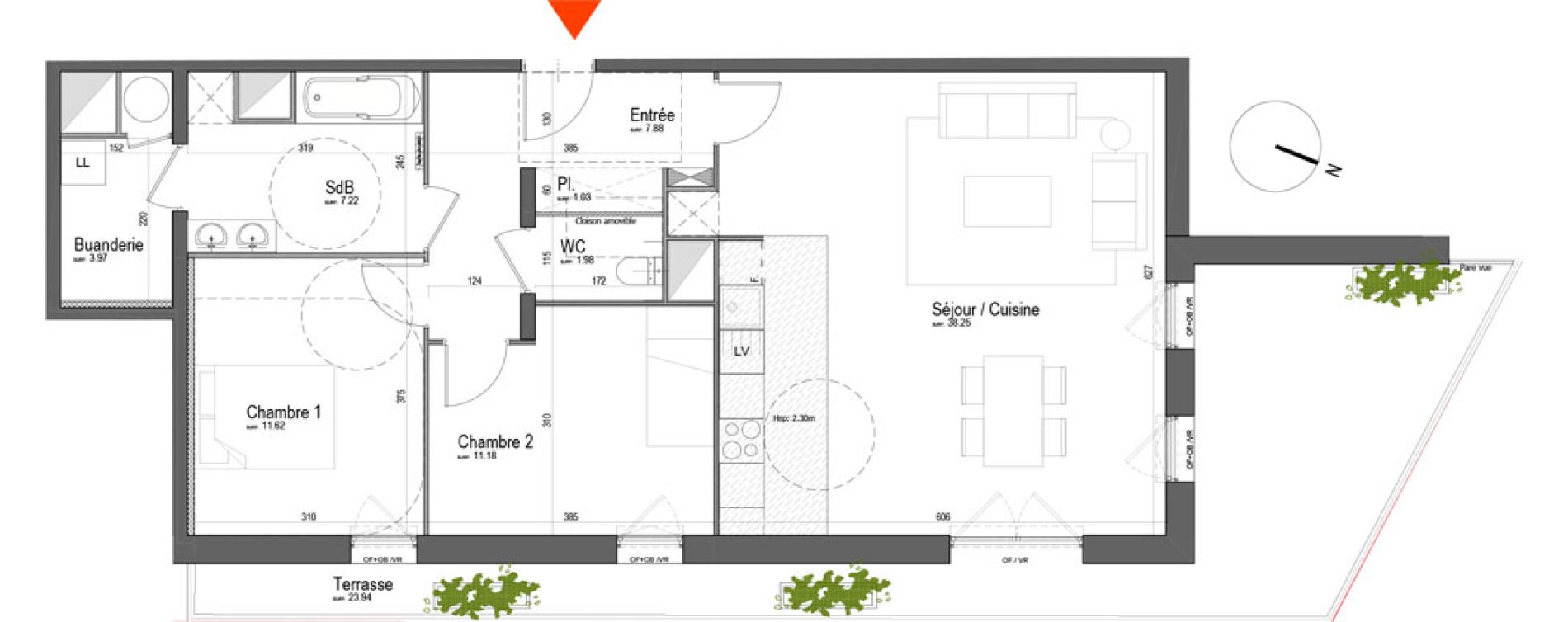 Appartement T3 de 83,13 m2 &agrave; Arras Pr&eacute;fecture