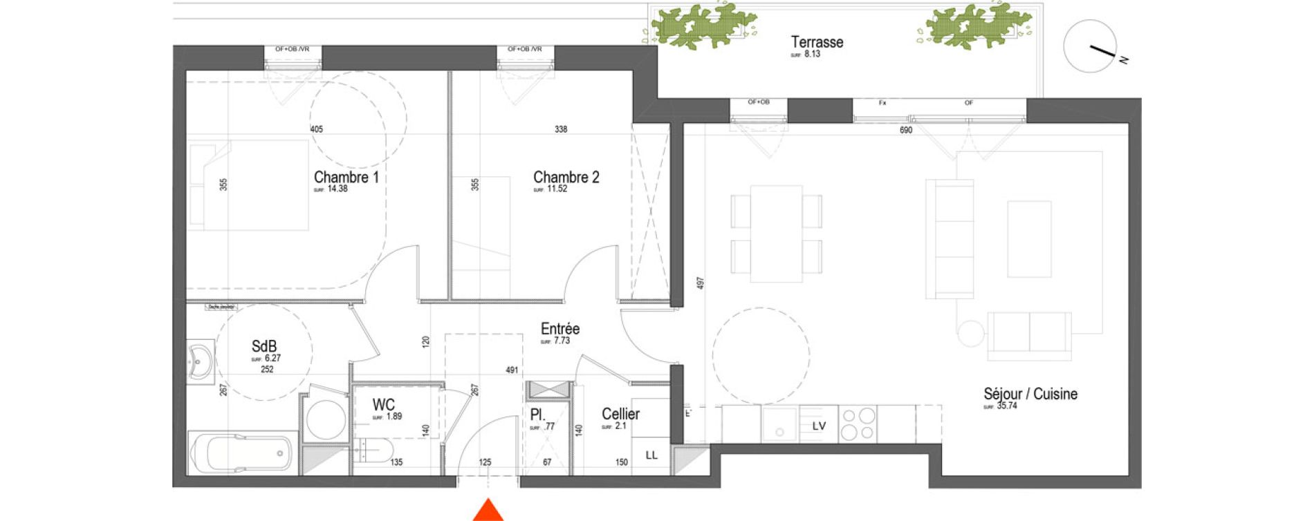 Appartement T3 de 80,40 m2 &agrave; Arras Pr&eacute;fecture