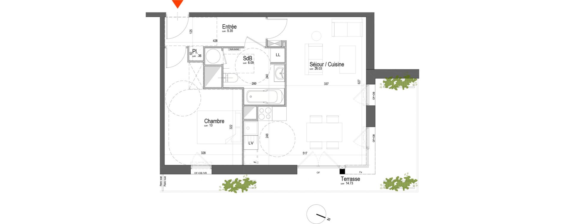 Appartement T2 de 50,83 m2 &agrave; Arras Pr&eacute;fecture