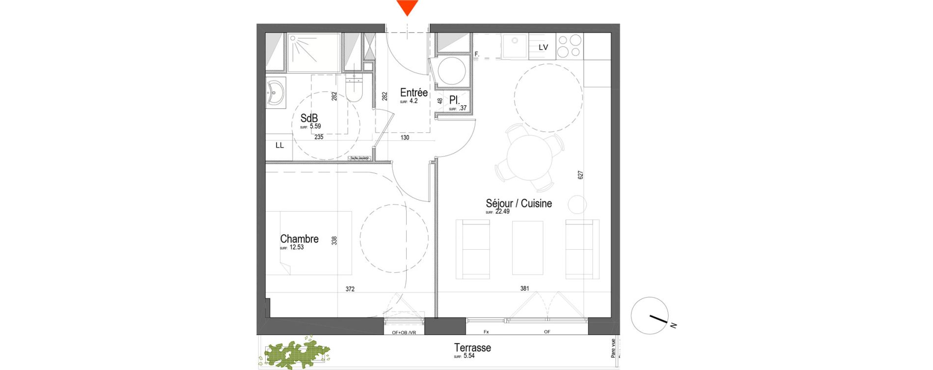 Appartement T2 de 45,18 m2 &agrave; Arras Pr&eacute;fecture