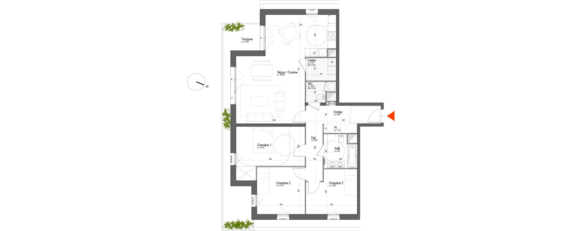 Appartement T4 de 101,23 m2 &agrave; Arras Pr&eacute;fecture
