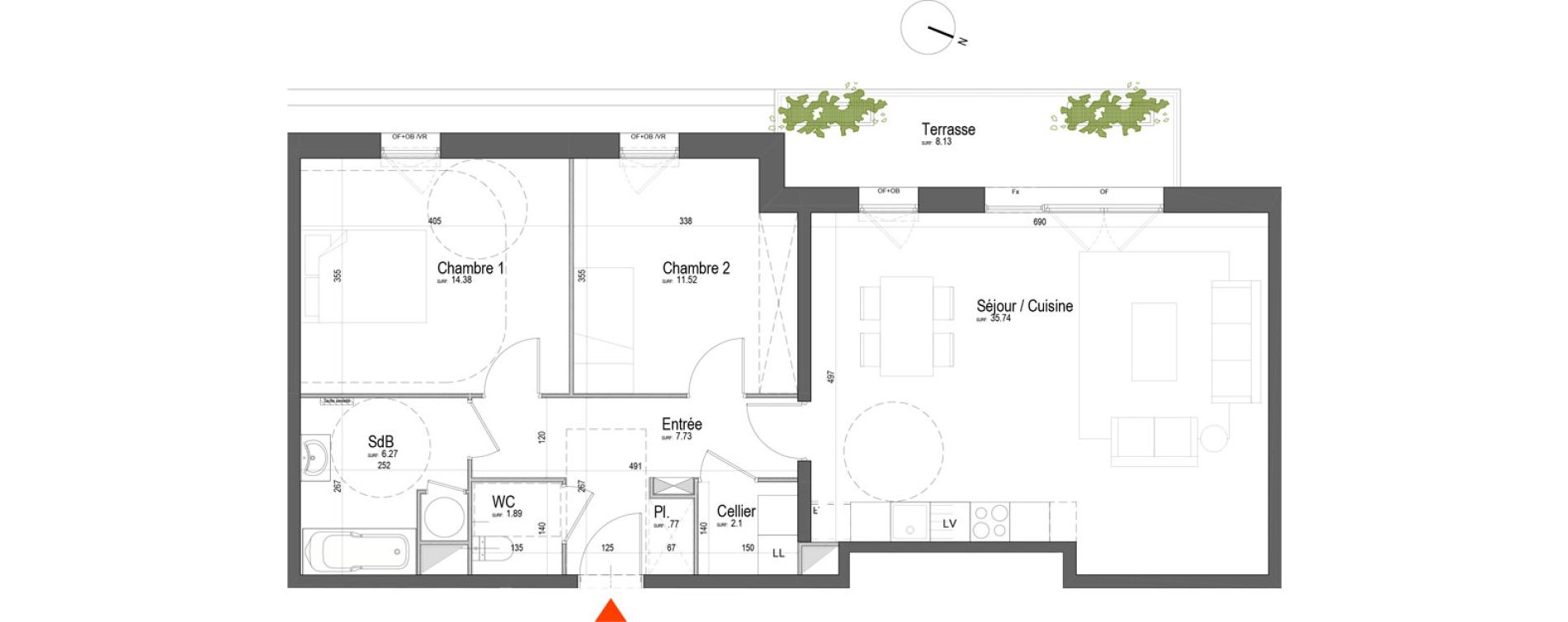 Appartement T3 de 80,40 m2 &agrave; Arras Pr&eacute;fecture