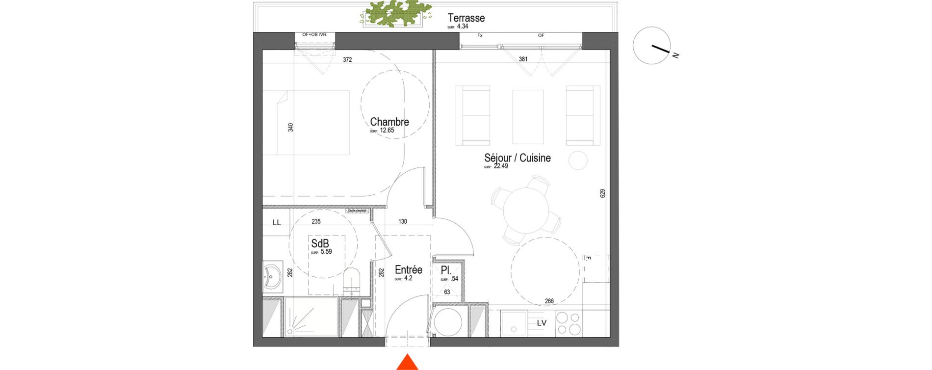 Appartement T2 de 45,47 m2 &agrave; Arras Pr&eacute;fecture