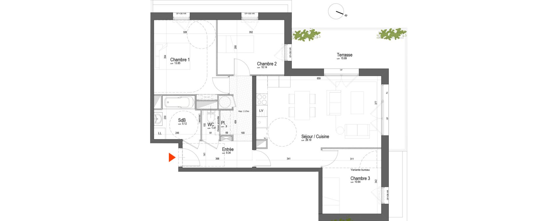 Appartement T4 de 79,59 m2 &agrave; Arras Pr&eacute;fecture
