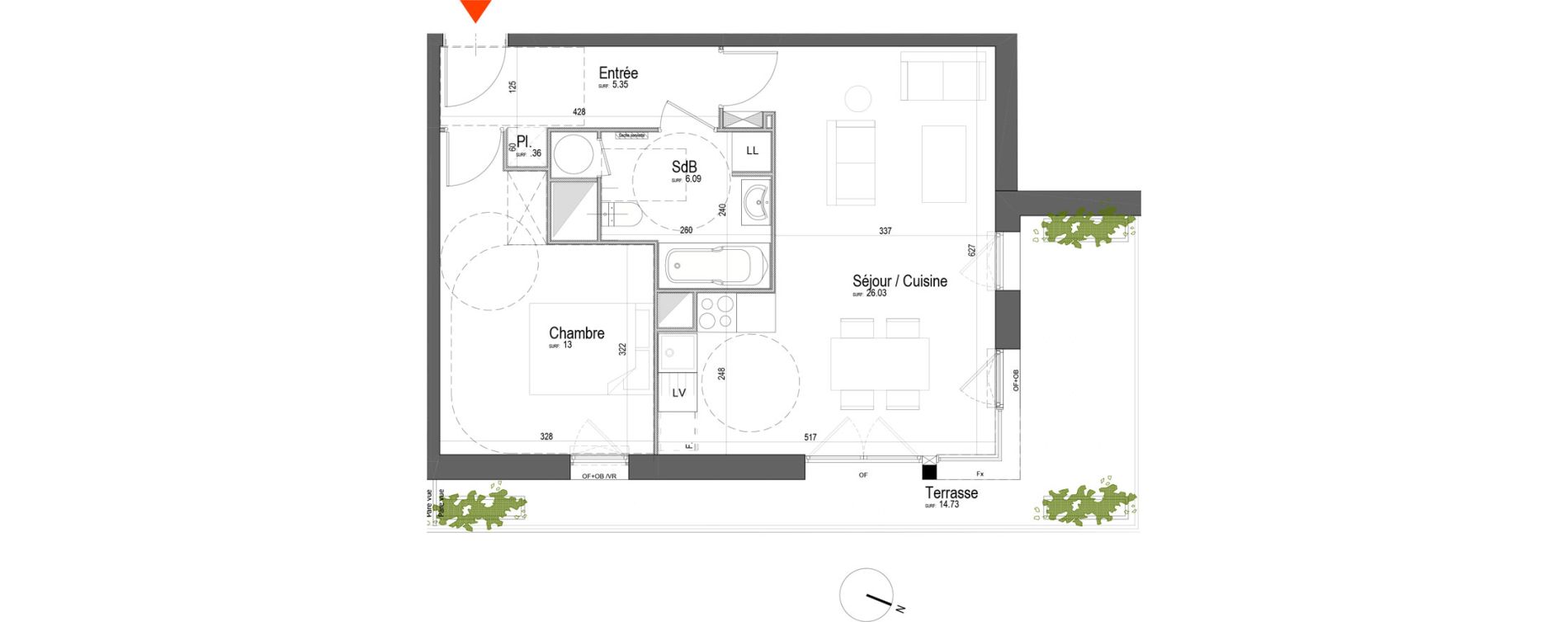Appartement T2 de 50,83 m2 &agrave; Arras Pr&eacute;fecture