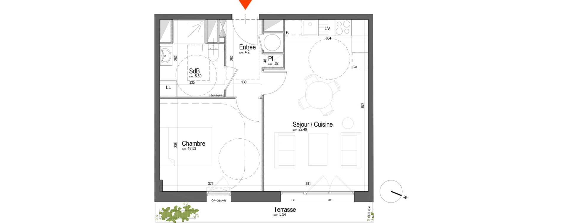 Appartement T2 de 45,18 m2 &agrave; Arras Pr&eacute;fecture
