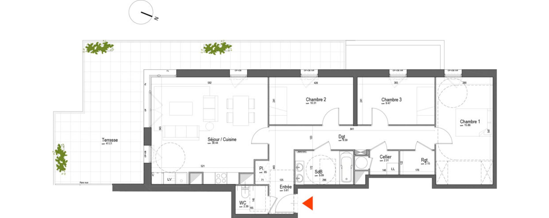 Appartement T4 de 93,08 m2 &agrave; Arras Pr&eacute;fecture