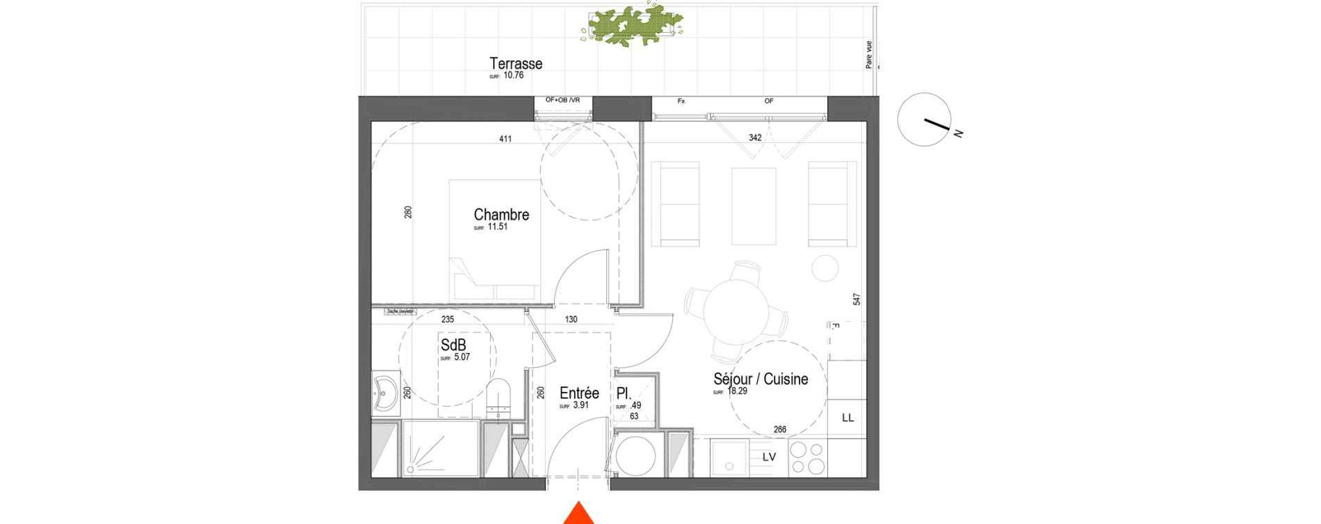 Appartement T2 de 39,28 m2 &agrave; Arras Pr&eacute;fecture