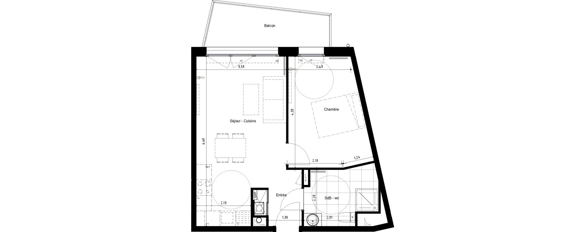 Appartement T2 de 42,25 m2 &agrave; Arras Centre