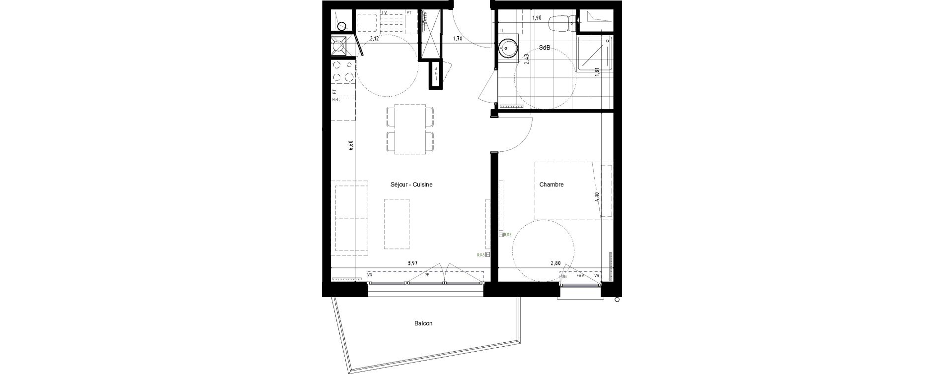 Appartement T2 de 42,70 m2 &agrave; Arras Centre