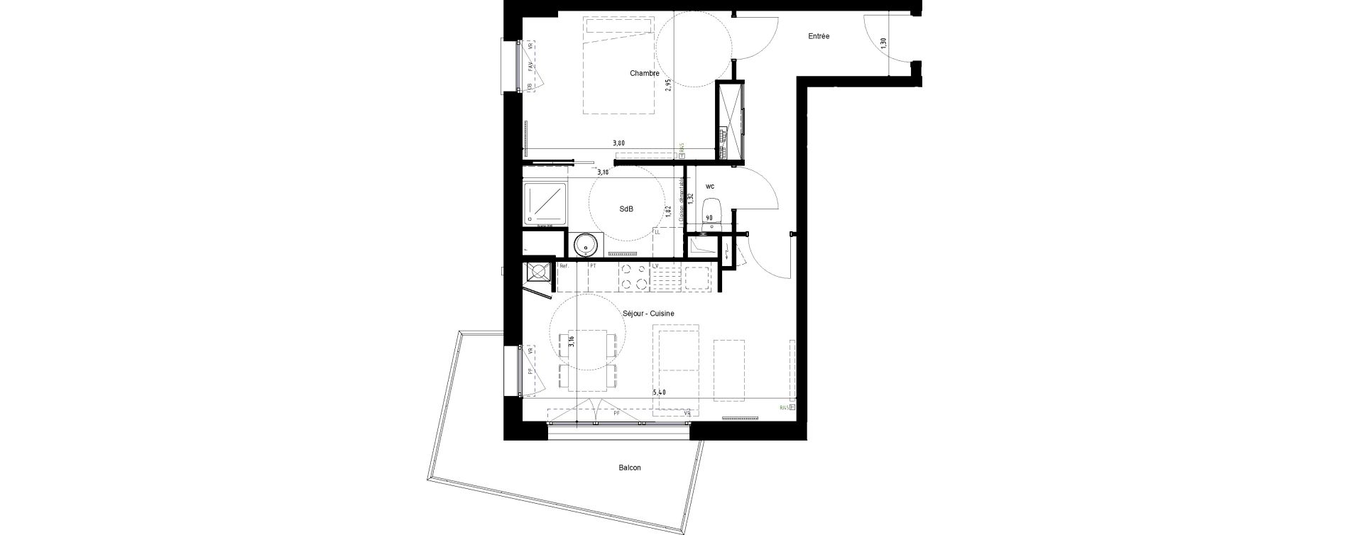 Appartement T2 de 44,05 m2 &agrave; Arras Centre