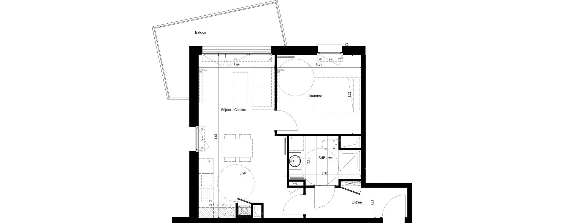 Appartement T2 de 43,55 m2 &agrave; Arras Centre