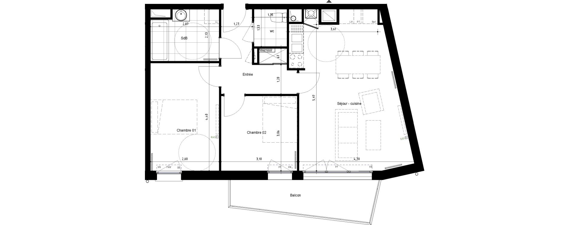 Appartement T3 de 62,95 m2 &agrave; Arras Centre