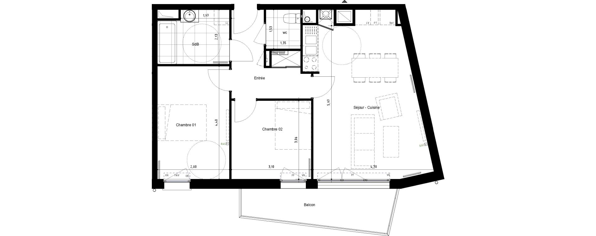 Appartement T3 de 62,95 m2 &agrave; Arras Centre