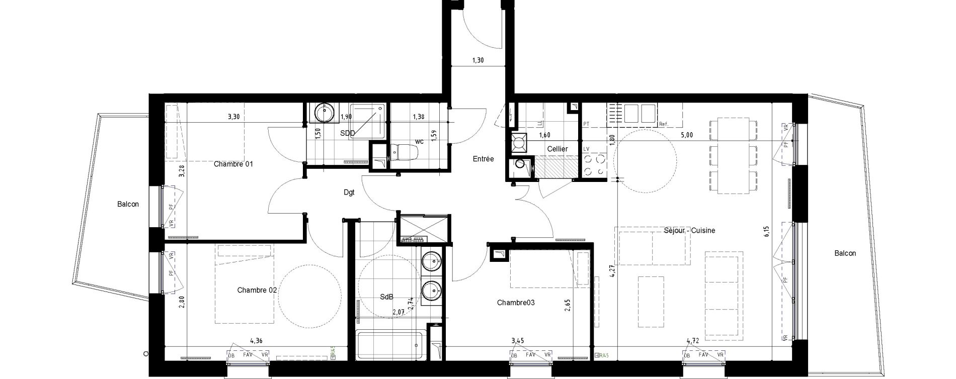 Appartement T4 de 89,70 m2 &agrave; Arras Centre