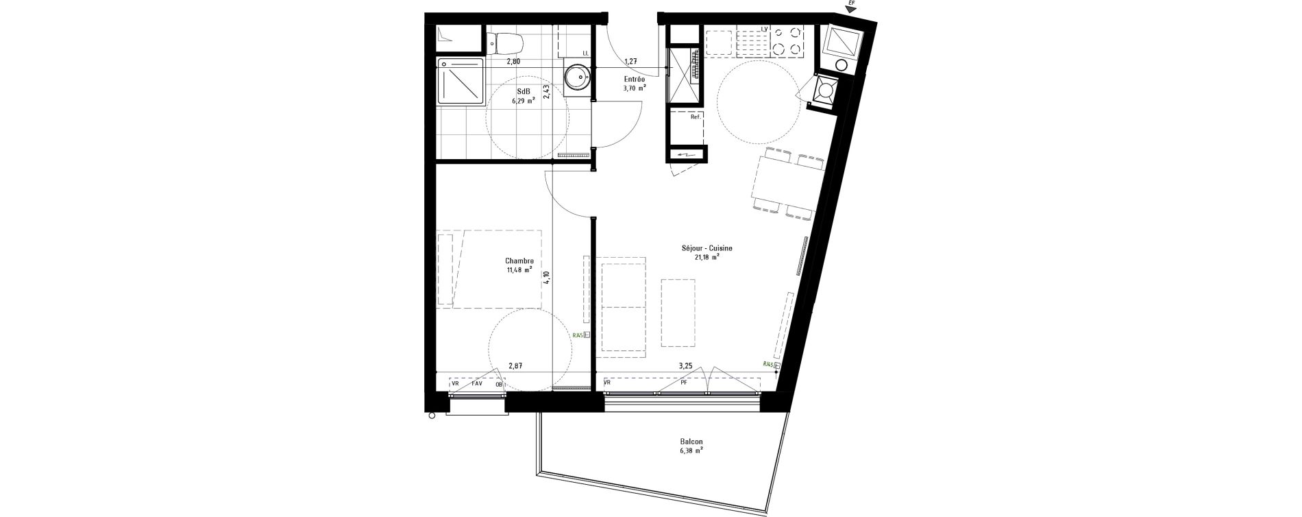 Appartement T2 de 42,50 m2 &agrave; Arras Centre