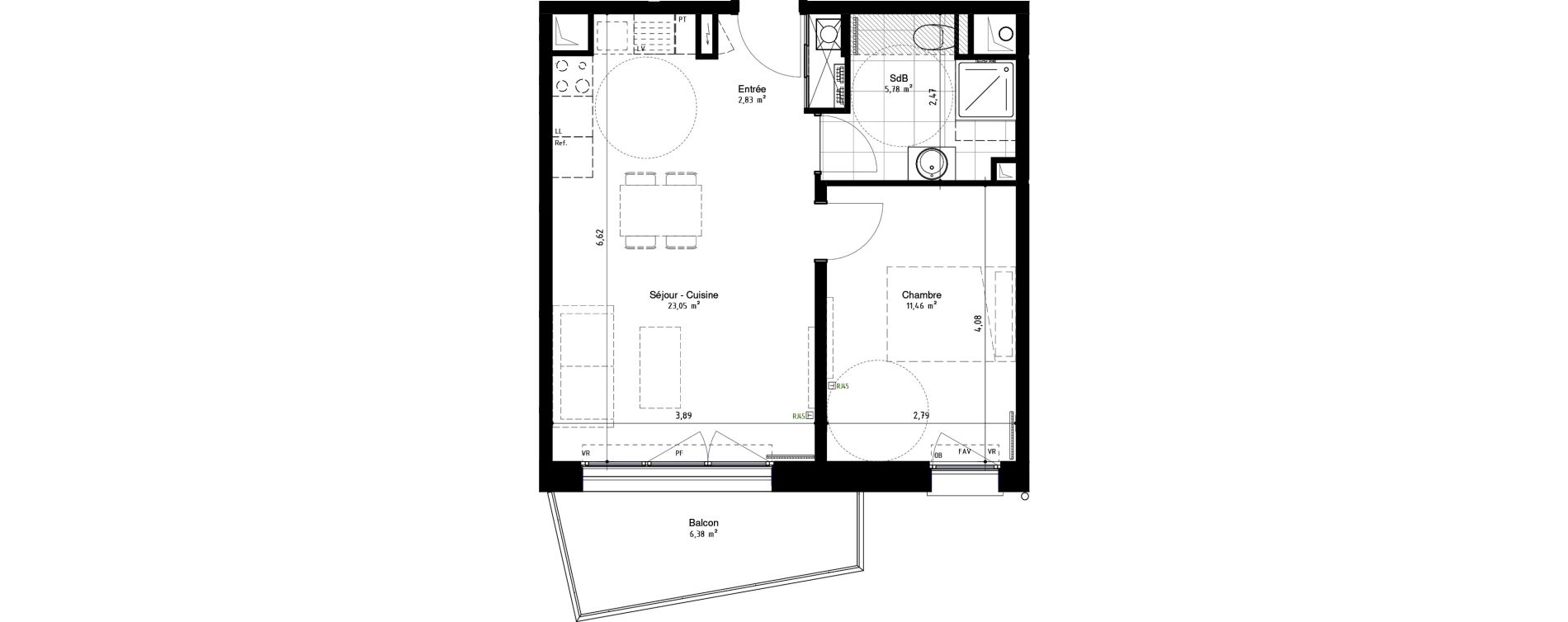 Appartement T2 de 42,60 m2 &agrave; Arras Centre