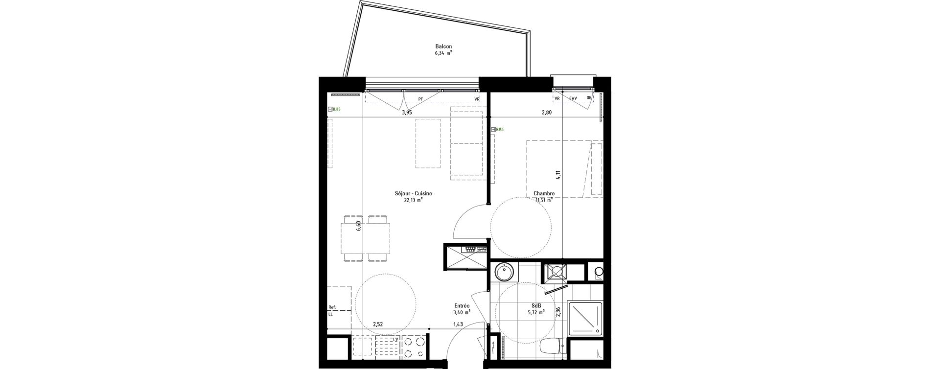 Appartement T2 de 42,70 m2 &agrave; Arras Centre