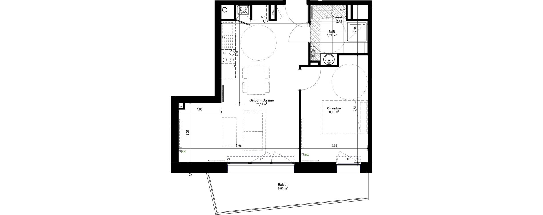 Appartement T2 de 42,90 m2 &agrave; Arras Centre