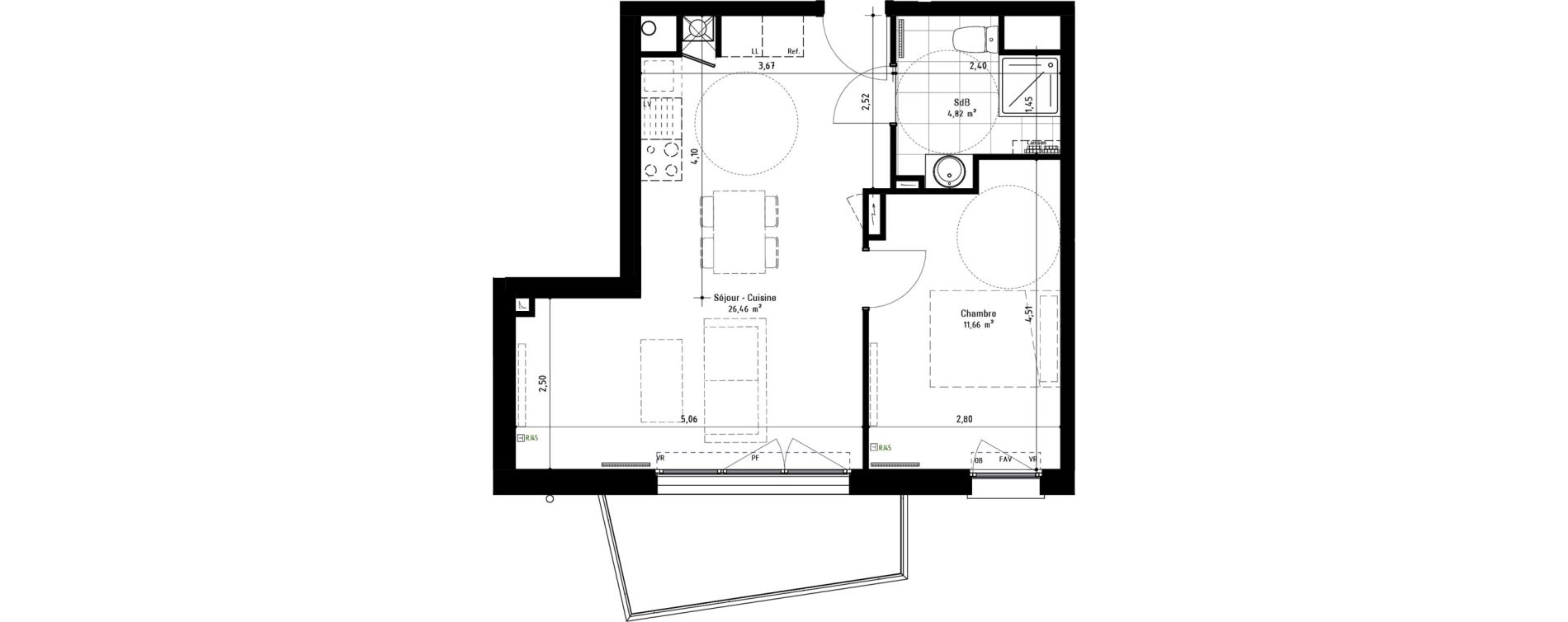 Appartement T2 de 42,90 m2 &agrave; Arras Centre