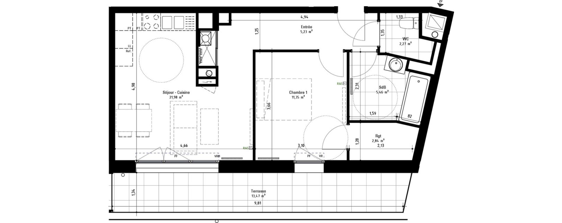 Appartement T2 de 48,95 m2 &agrave; Arras Centre