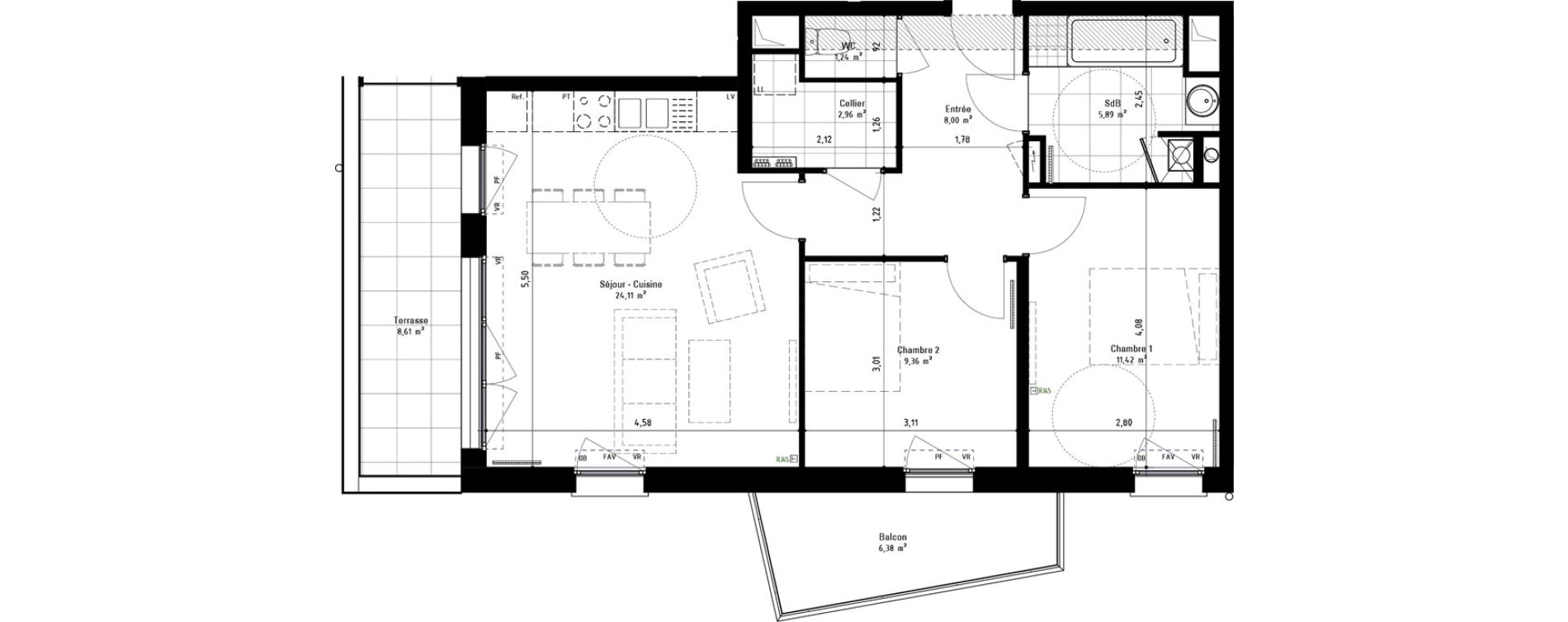 Appartement T3 de 62,80 m2 &agrave; Arras Centre