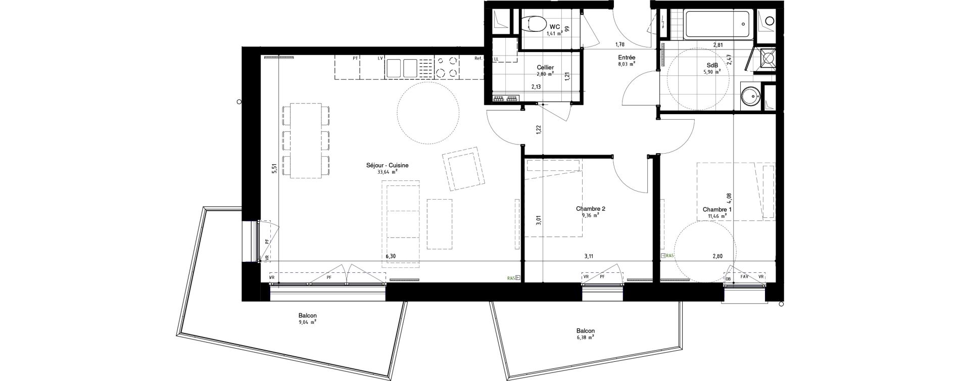 Appartement T3 de 72,30 m2 &agrave; Arras Centre