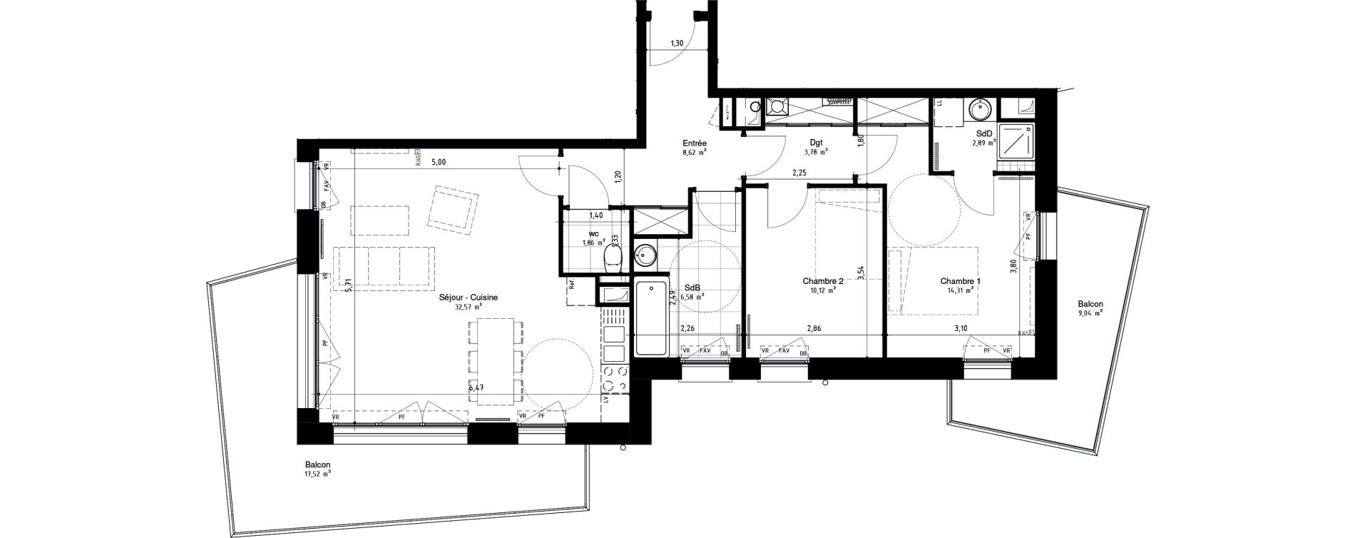Appartement T3 de 80,55 m2 &agrave; Arras Centre