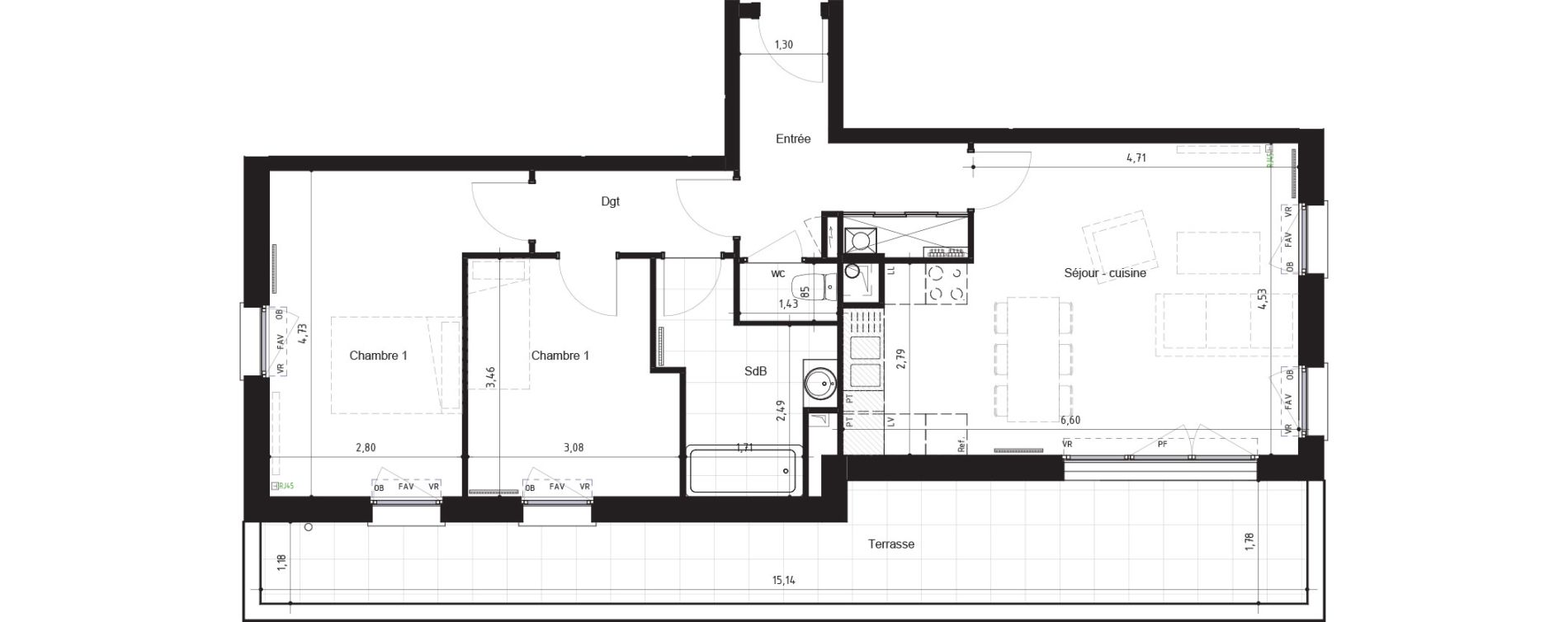 Appartement T3 de 69,00 m2 &agrave; Arras Centre