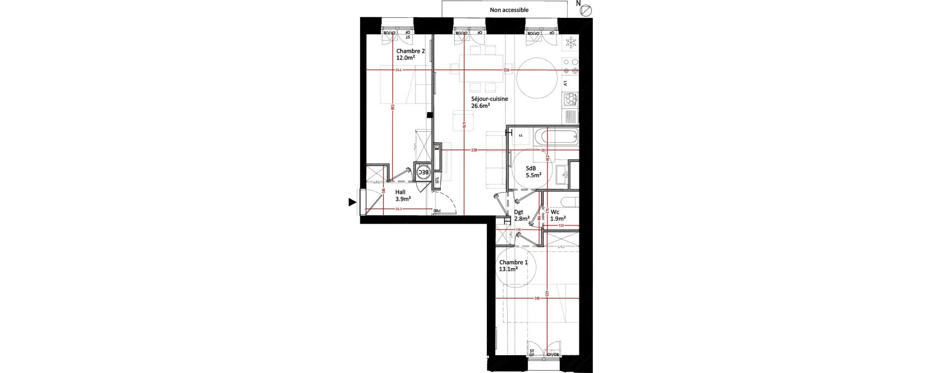 Appartement T3 de 65,90 m2 &agrave; Arras Meaulens saint-gery