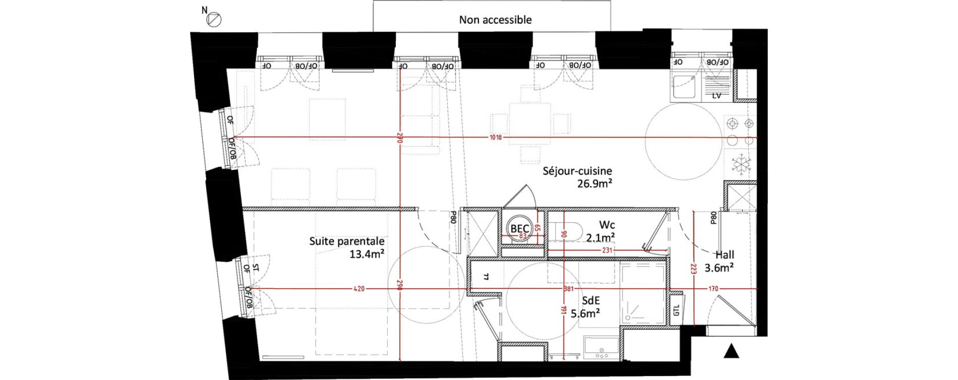 Appartement T2 de 51,60 m2 &agrave; Arras Meaulens saint-gery