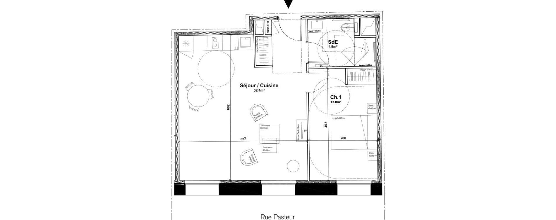 Appartement T2 meubl&eacute; de 50,30 m2 &agrave; Arras Centre