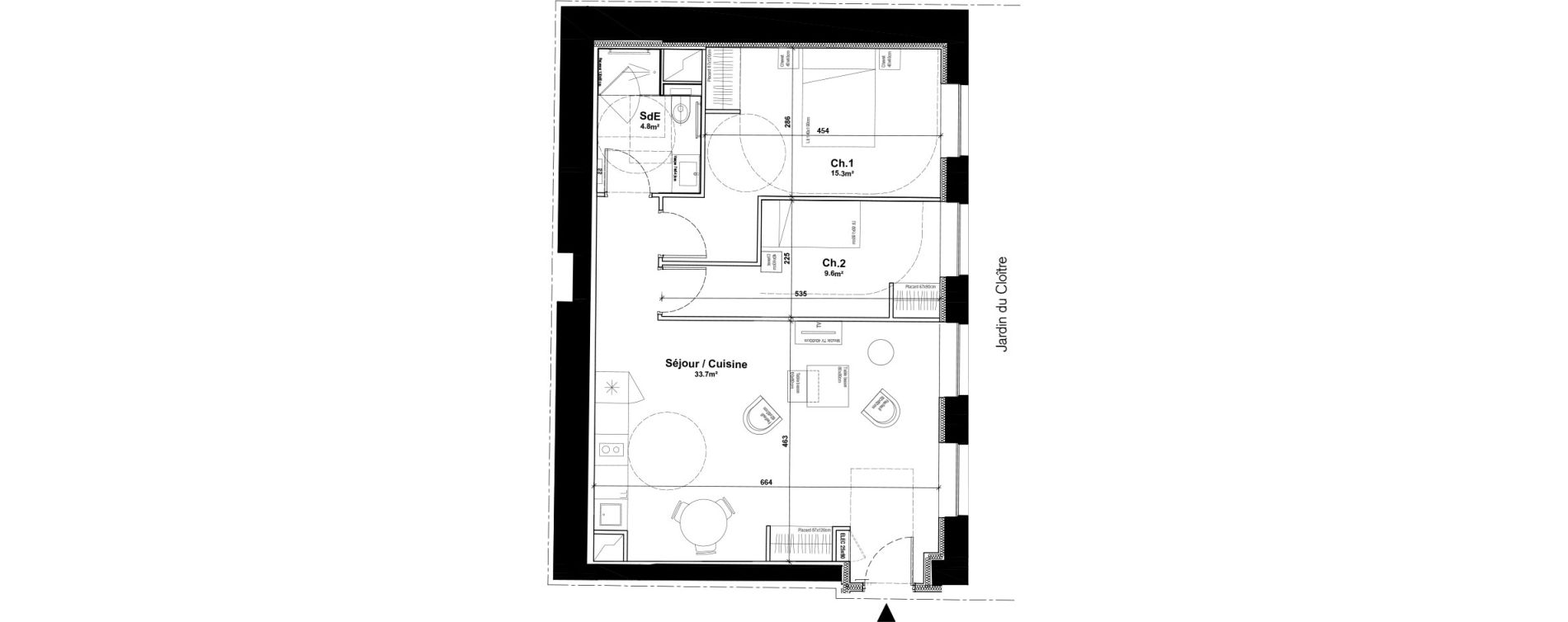 Appartement T3 meubl&eacute; de 63,40 m2 &agrave; Arras Centre