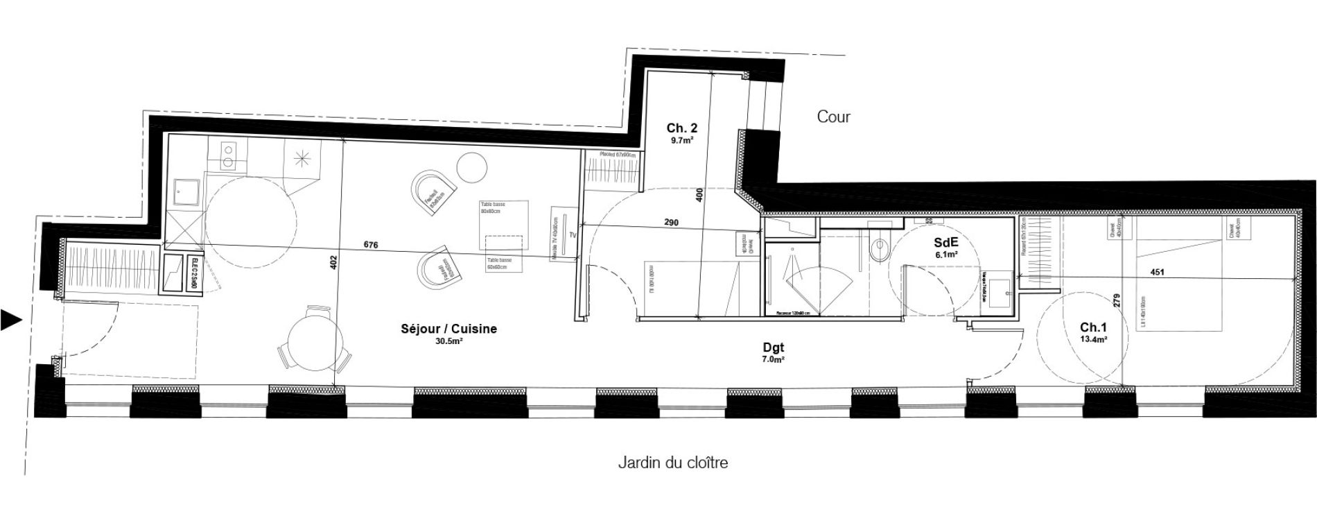 Appartement T3 meubl&eacute; de 66,70 m2 &agrave; Arras Centre