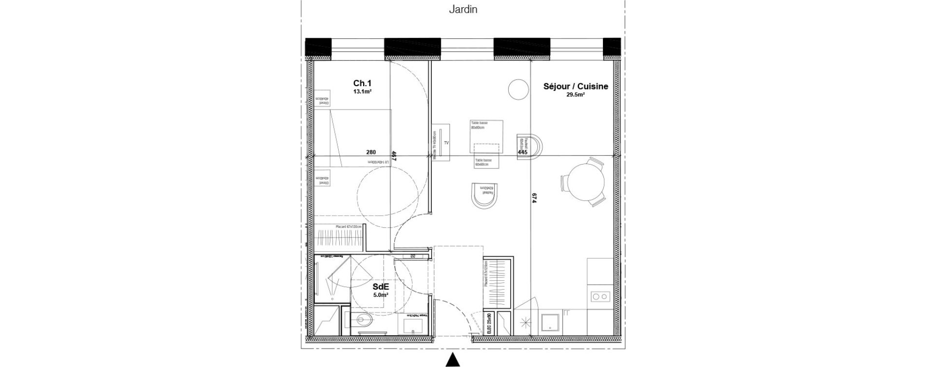 Appartement T2 meubl&eacute; de 47,60 m2 &agrave; Arras Centre