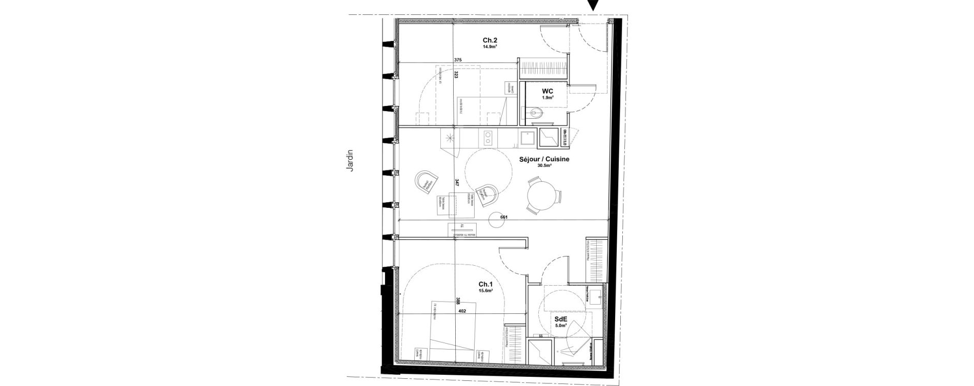 Appartement T3 meubl&eacute; de 67,90 m2 &agrave; Arras Centre