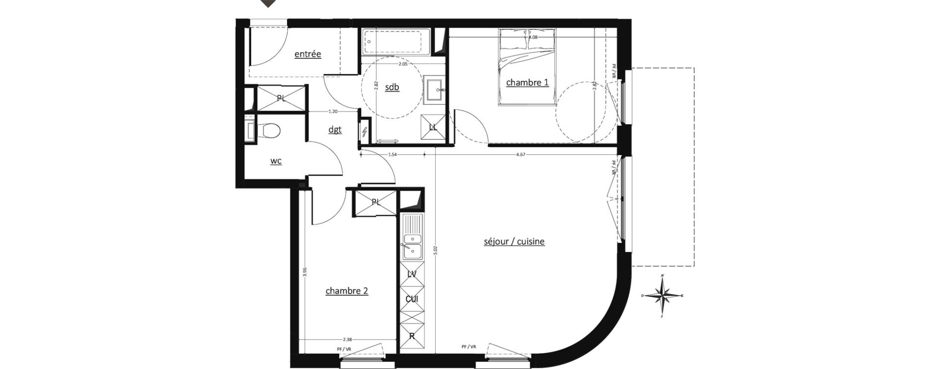 Appartement T3 de 62,21 m2 &agrave; Arras Blancs monts - baudimont
