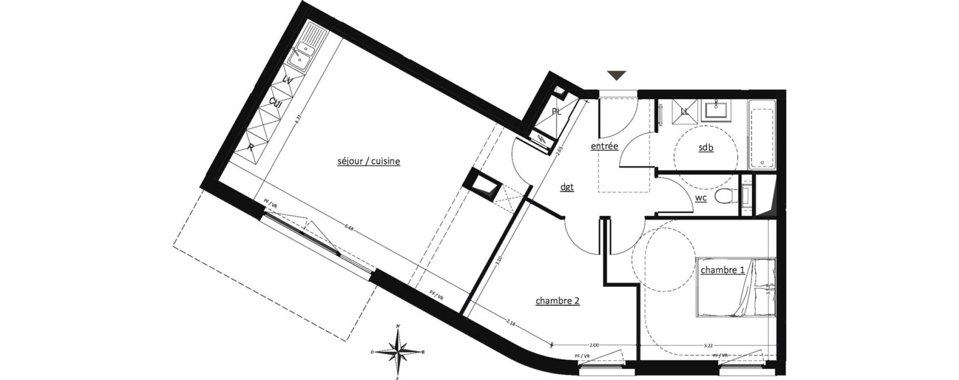Appartement T3 de 65,88 m2 &agrave; Arras Blancs monts - baudimont
