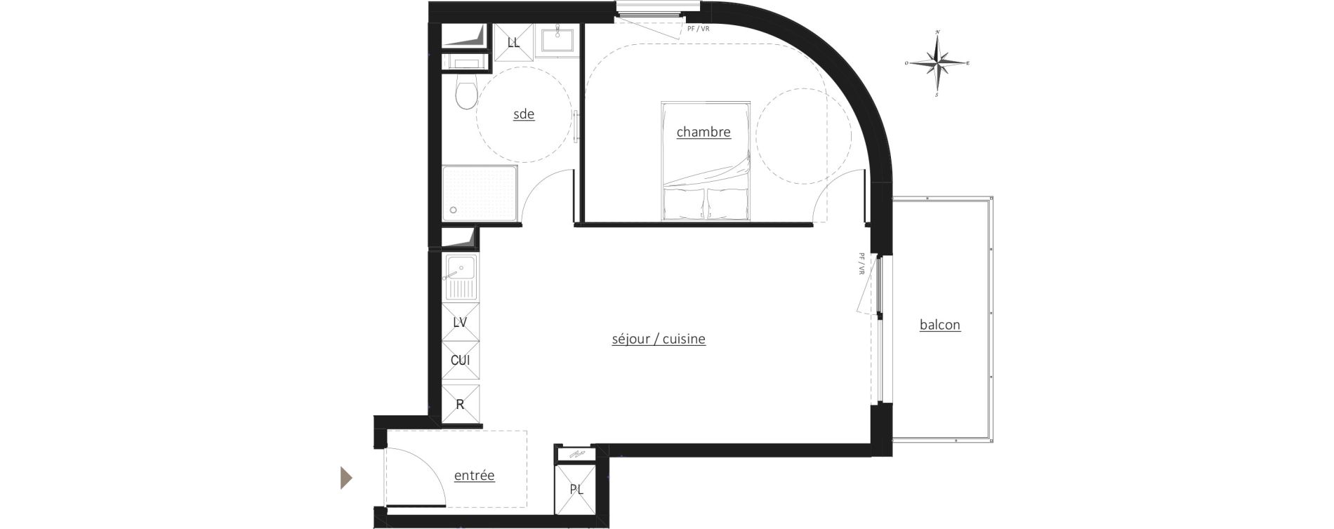Appartement T2 de 45,17 m2 &agrave; Arras Blancs monts - baudimont